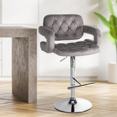 Barhocker Dublin Samt chrom - grau