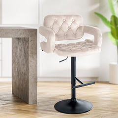 Barhocker Dublin Samt schwarz - creme