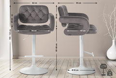 Barhocker Dublin Samt wei� - grau