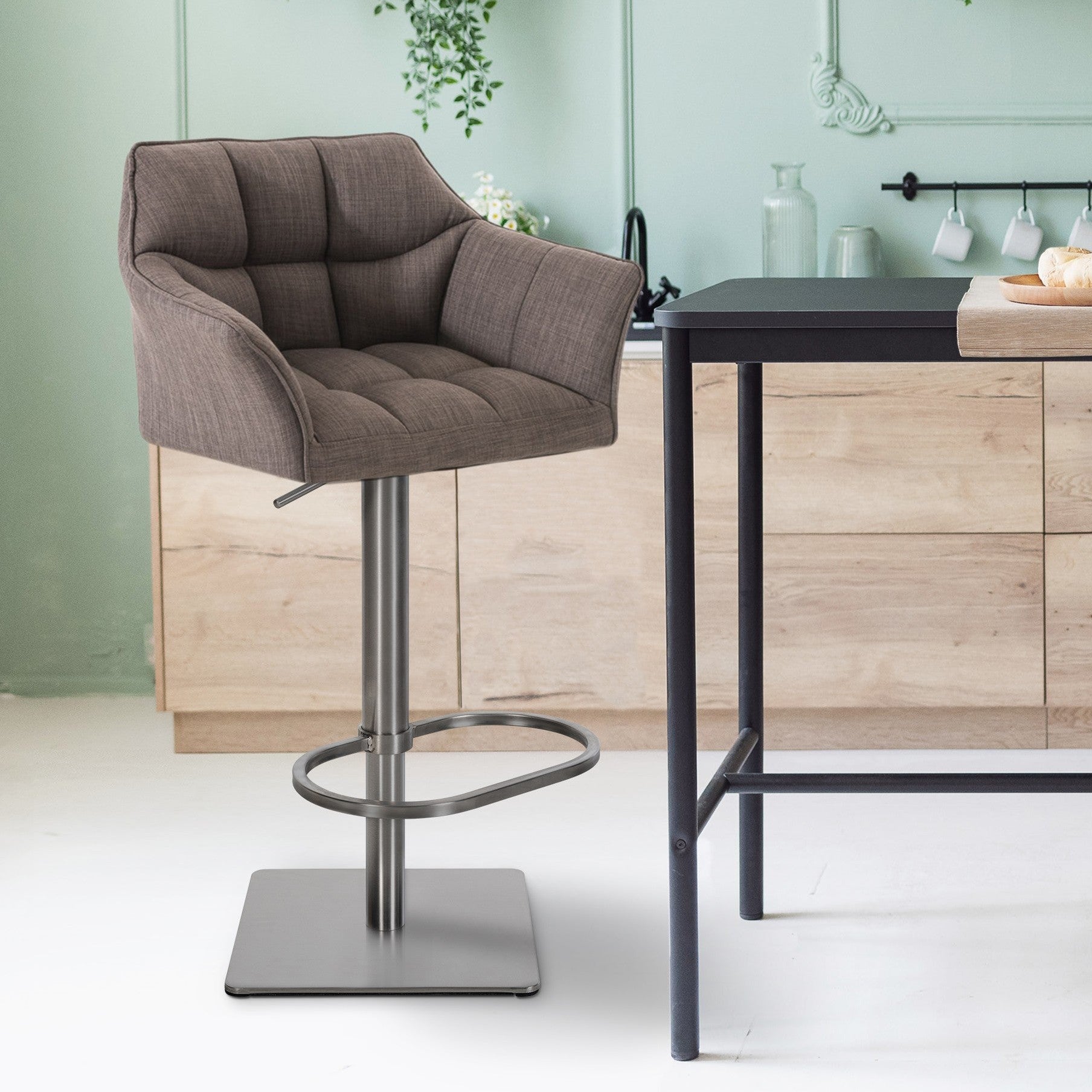 Barhocker Damaso E Stoff - grau - InfinityMarket