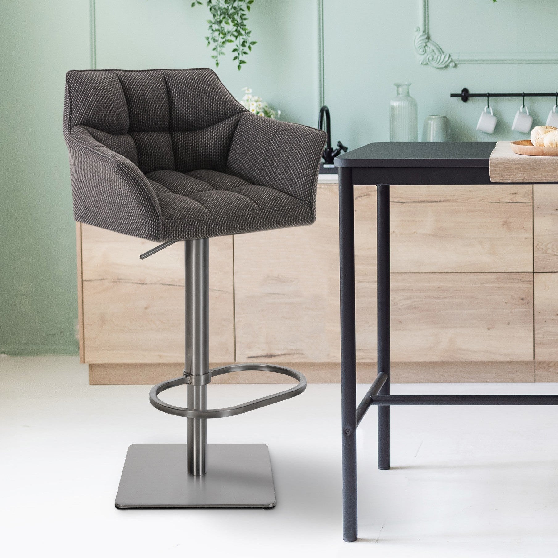 Barhocker Damaso E Stoff - titangrau - InfinityMarket