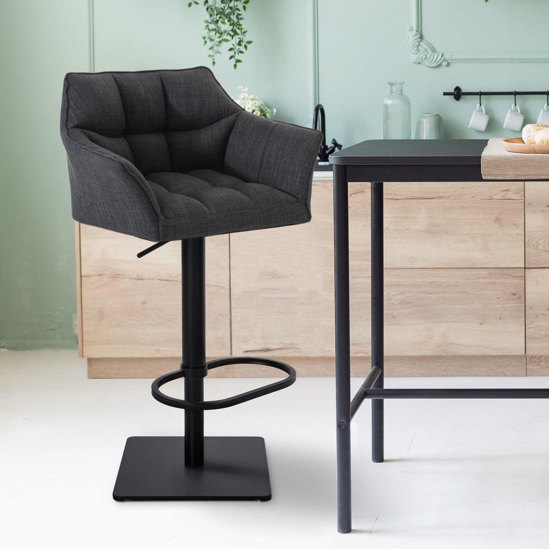 Barhocker Damaso B Stoff - dunkelgrau - InfinityMarket