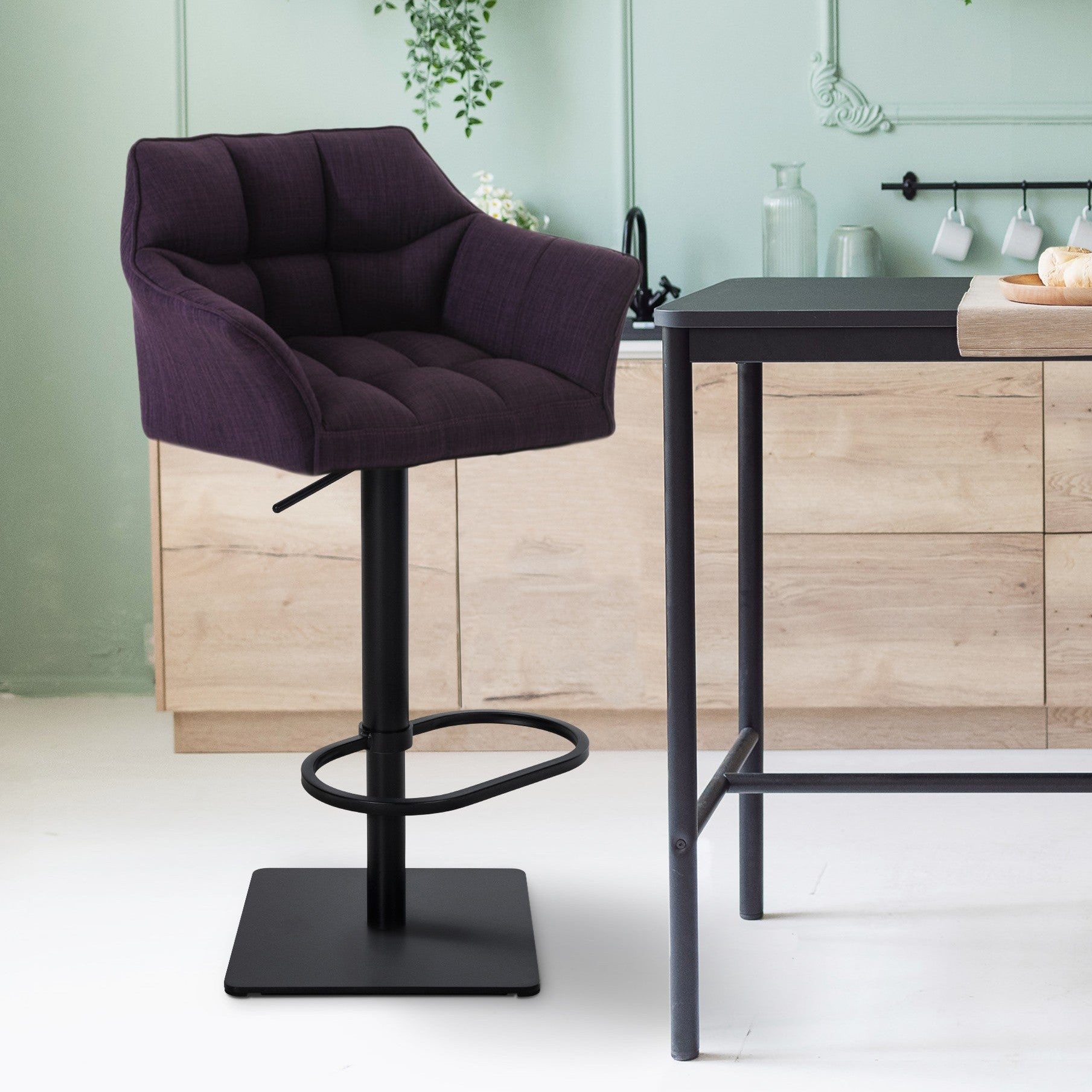 Barhocker Damaso B Stoff - lila - InfinityMarket
