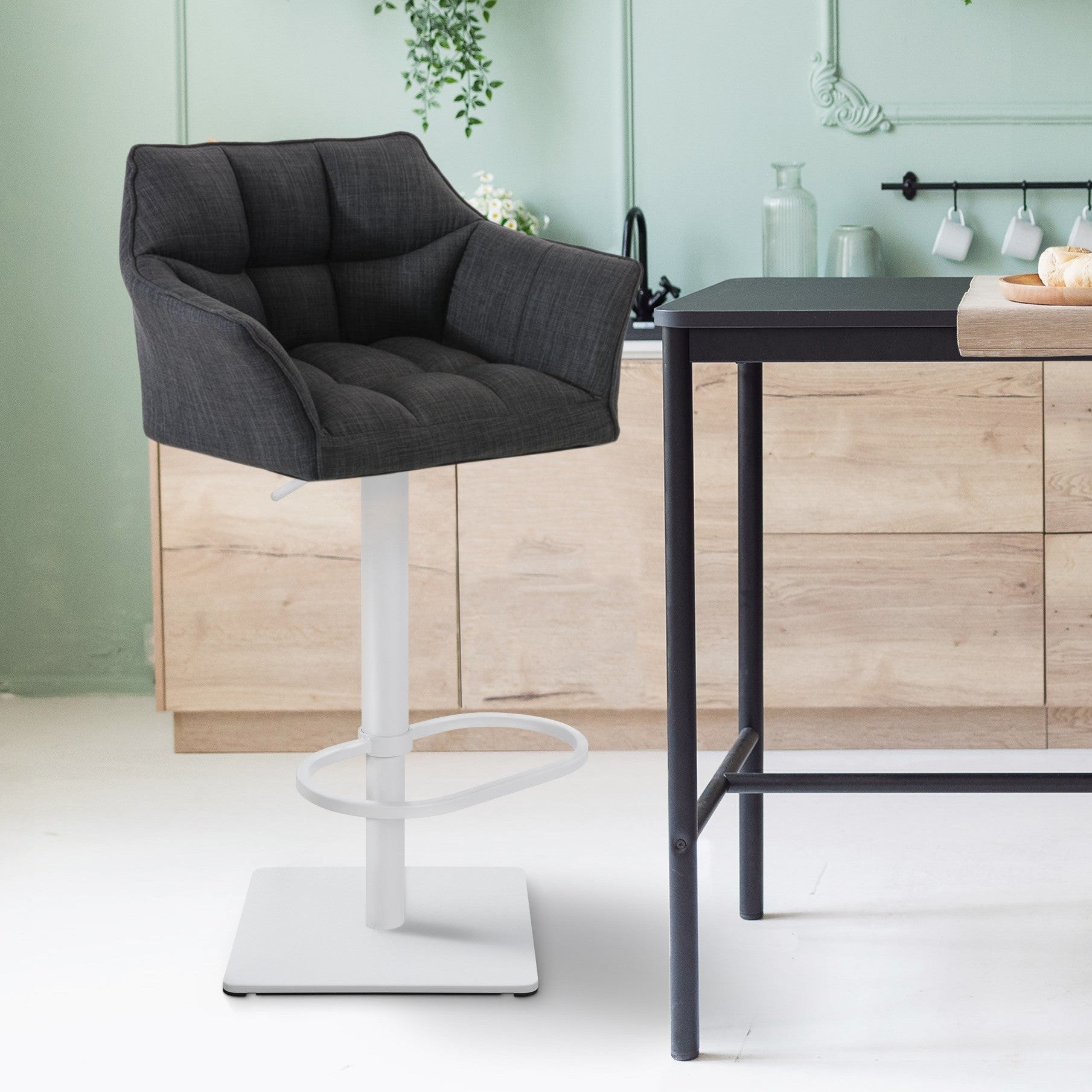 Barhocker Damaso W Stoff - dunkelgrau - InfinityMarket