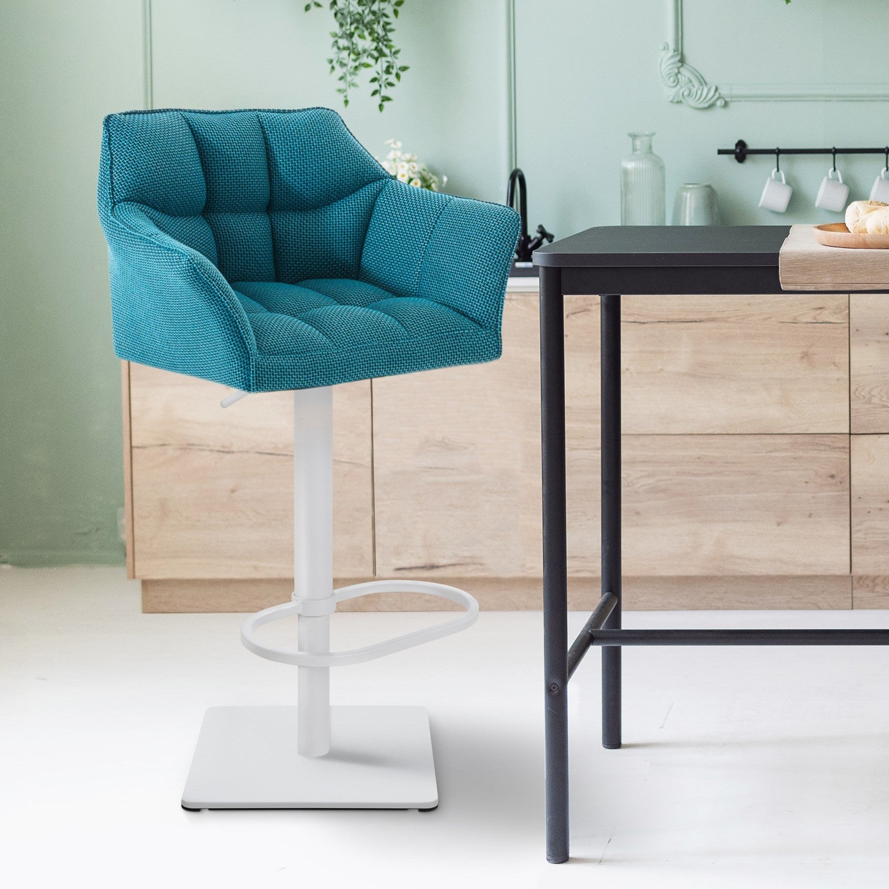 Barhocker Damaso W Stoff - türkis - InfinityMarket