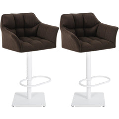 2er Set Barhocker Damaso Stoff weiß - braun