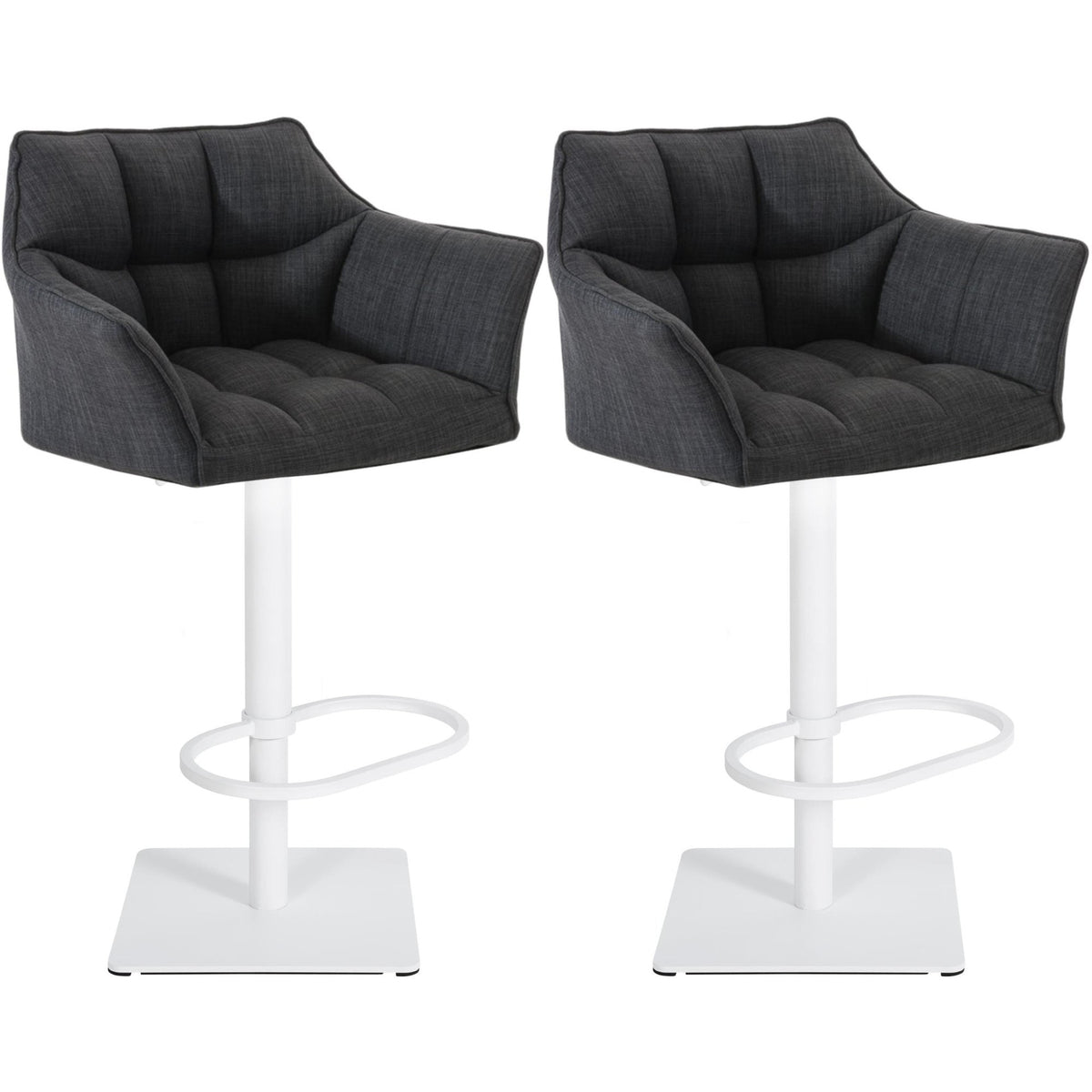 2er Set Barhocker Damaso Stoff weiß - dunkelgrau
