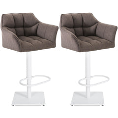 2er Set Barhocker Damaso Stoff weiß - grau