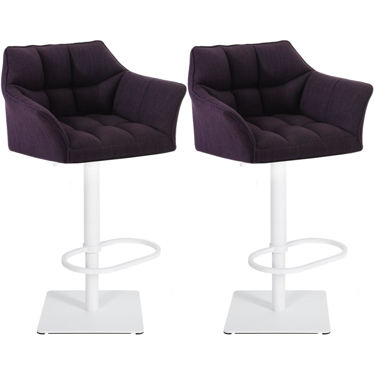 2er Set Barhocker Damaso Stoff weiß - lila