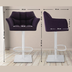 2er Set Barhocker Damaso Stoff weiß - lila
