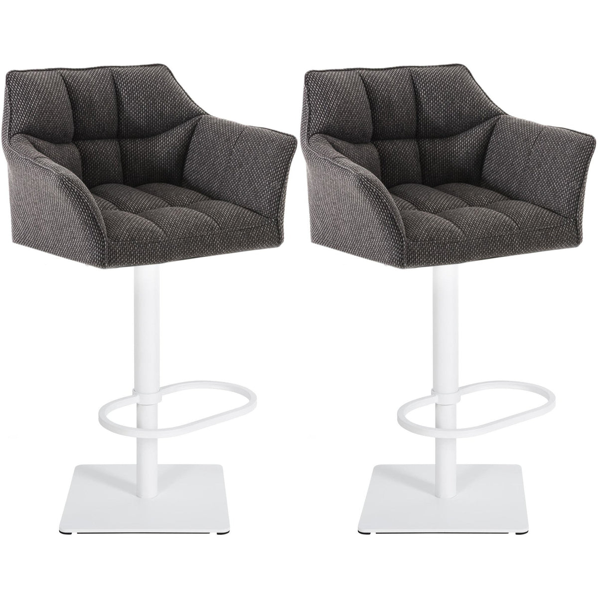 2er Set Barhocker Damaso Stoff weiß - titangrau