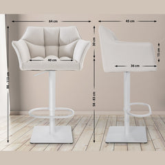 2er Set Barhocker Damaso Stoff weiß - weiß