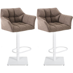 2er Set Barhocker Damaso Stoff weiß - terrabraun