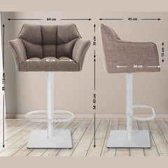2er Set Barhocker Damaso Stoff weiß - terrabraun