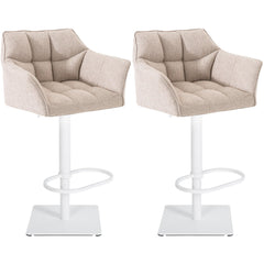 2er Set Barhocker Damaso Stoff weiß - elfenbein