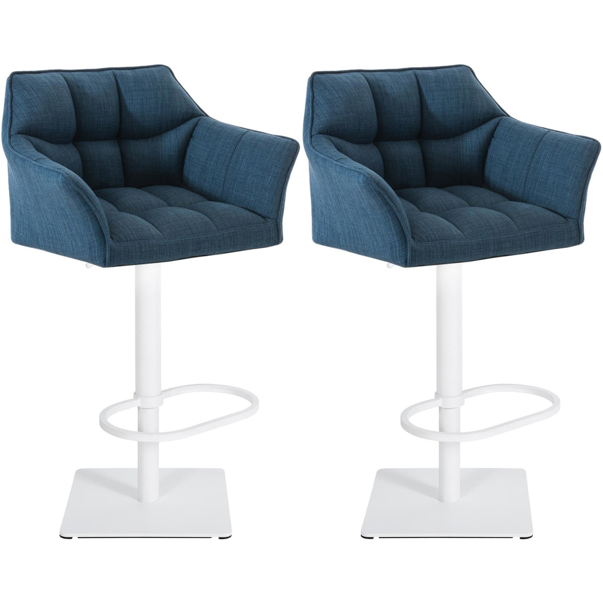 2er Set Barhocker Damaso Stoff weiß - blau