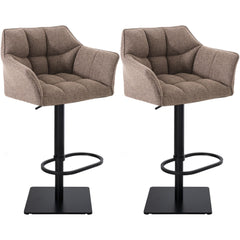 2er Set Barhocker Damaso Stoff schwarz - terrabraun