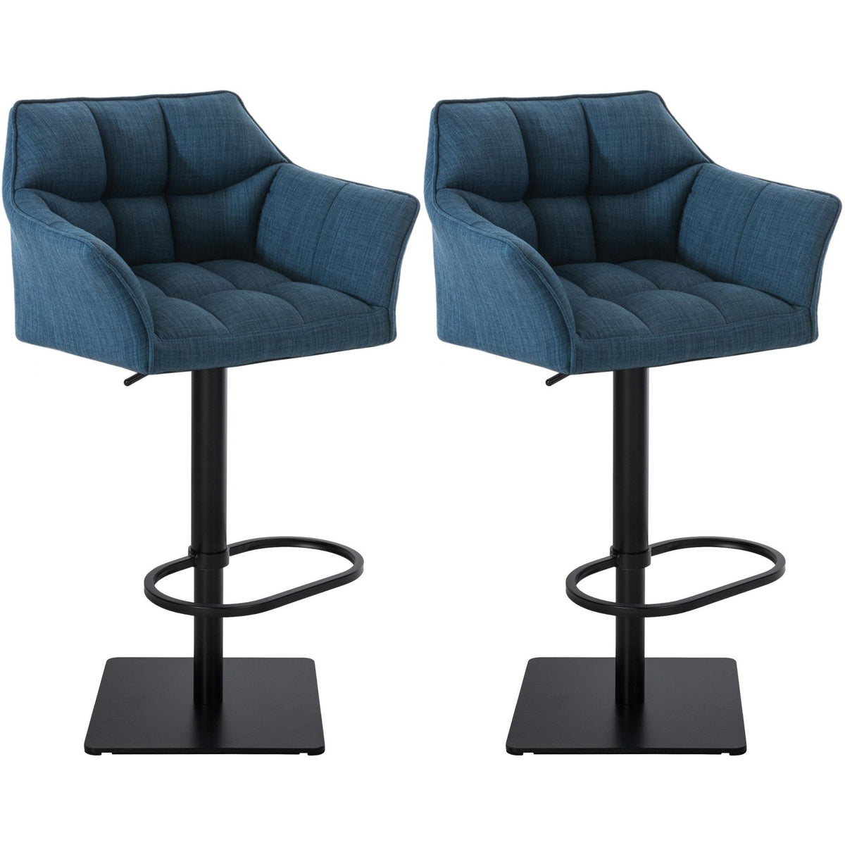 2er Set Barhocker Damaso Stoff schwarz - blau