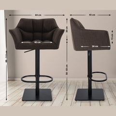 2er Set Barhocker Damaso Stoff schwarz - braun