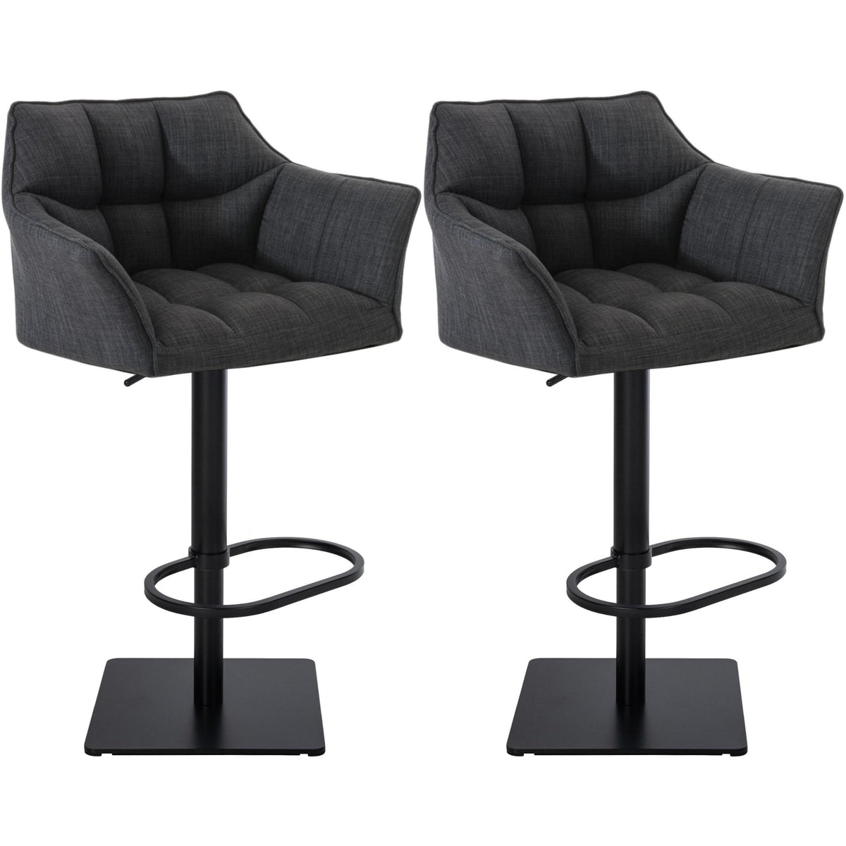 2er Set Barhocker Damaso Stoff schwarz - dunkelgrau