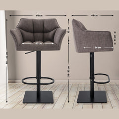 2er Set Barhocker Damaso Stoff schwarz - grau