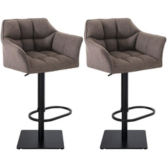 2er Set Barhocker Damaso Stoff schwarz - grau