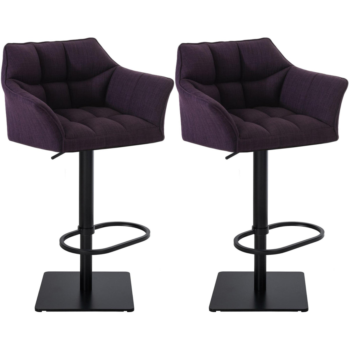 2er Set Barhocker Damaso Stoff schwarz - lila