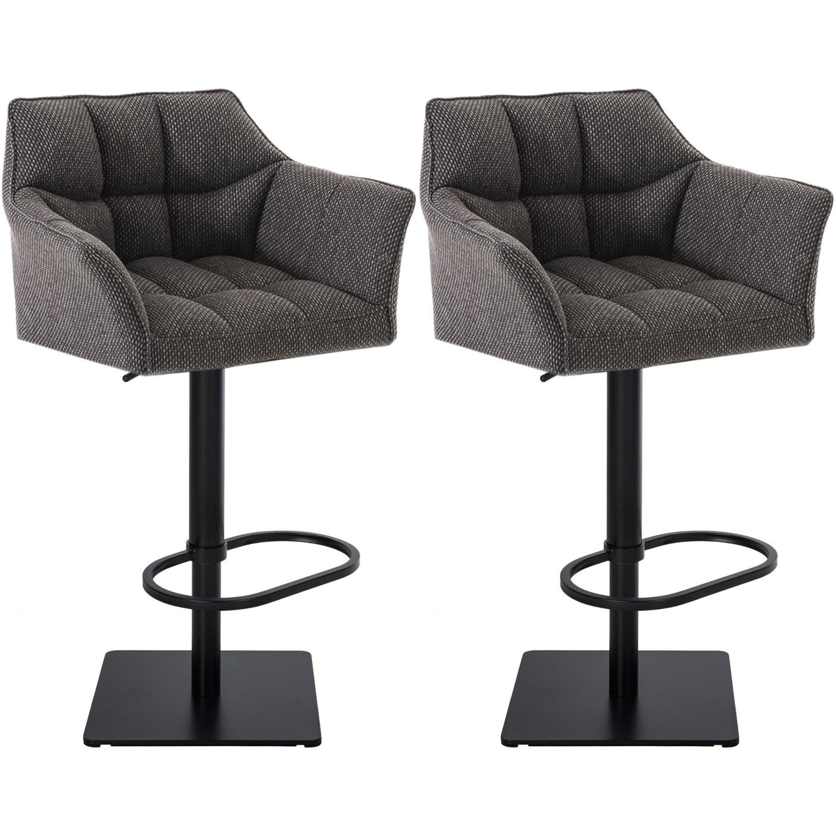 2er Set Barhocker Damaso Stoff schwarz - titangrau