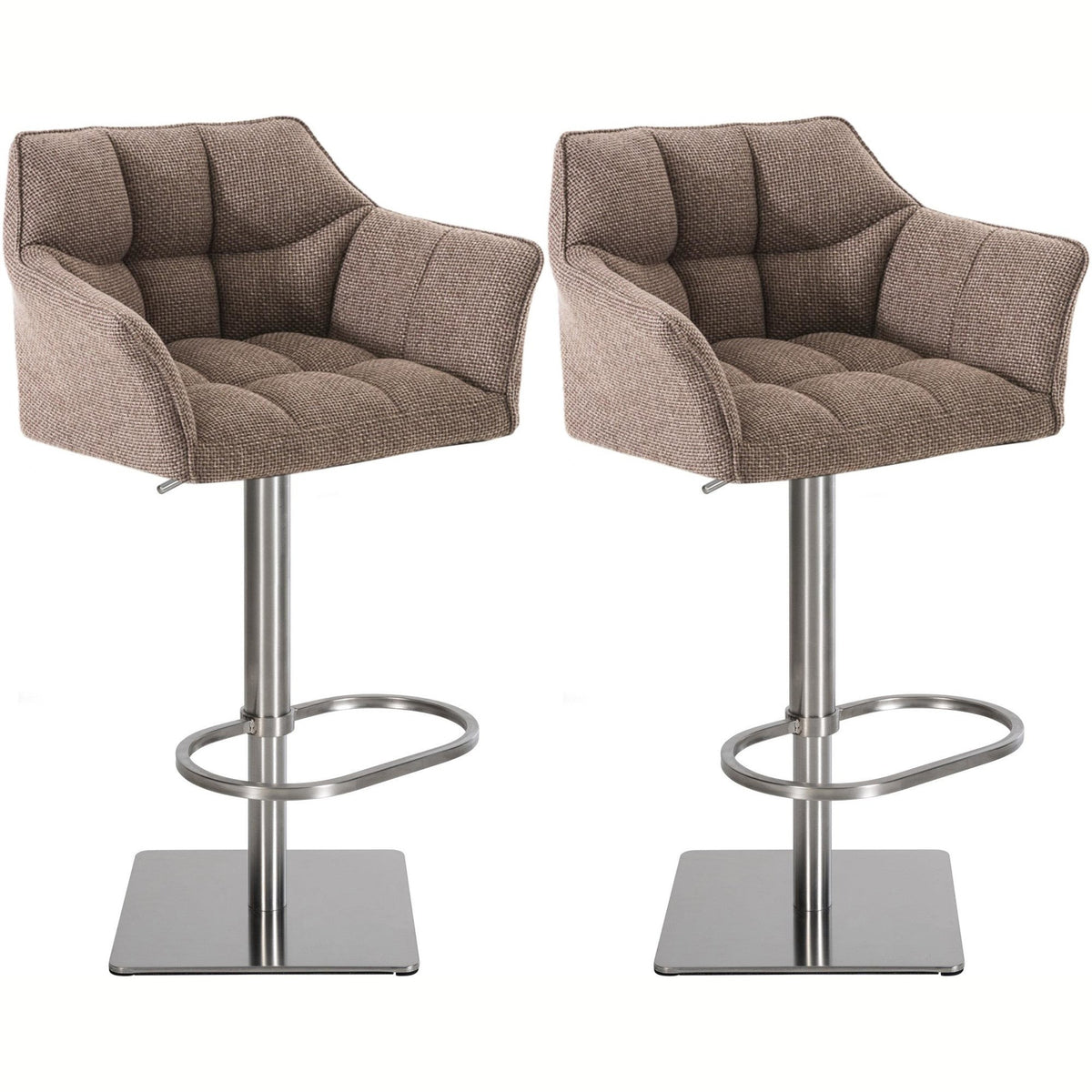 2er Set Barhocker Damaso Stoff edelstahl - terrabraun