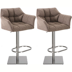 2er Set Barhocker Damaso Stoff edelstahl - terrabraun