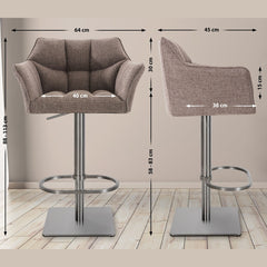 2er Set Barhocker Damaso Stoff edelstahl - terrabraun