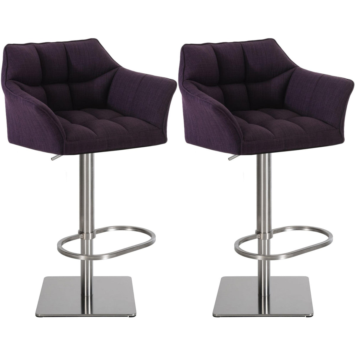 2er Set Barhocker Damaso Stoff edelstahl - lila
