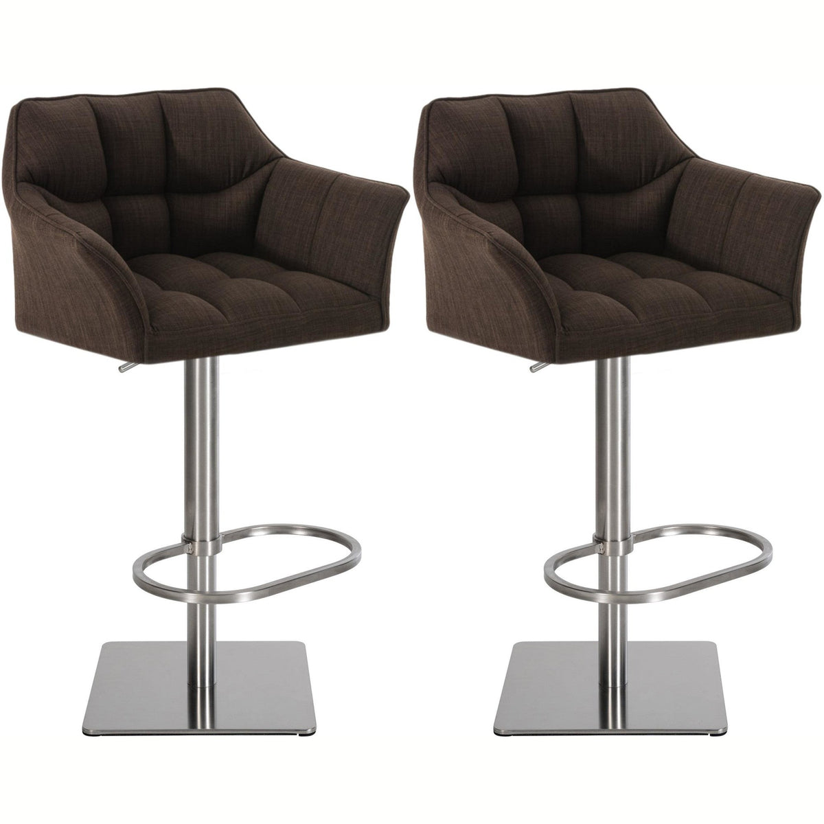 2er Set Barhocker Damaso Stoff edelstahl - braun