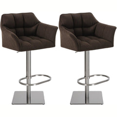 2er Set Barhocker Damaso Stoff edelstahl - braun