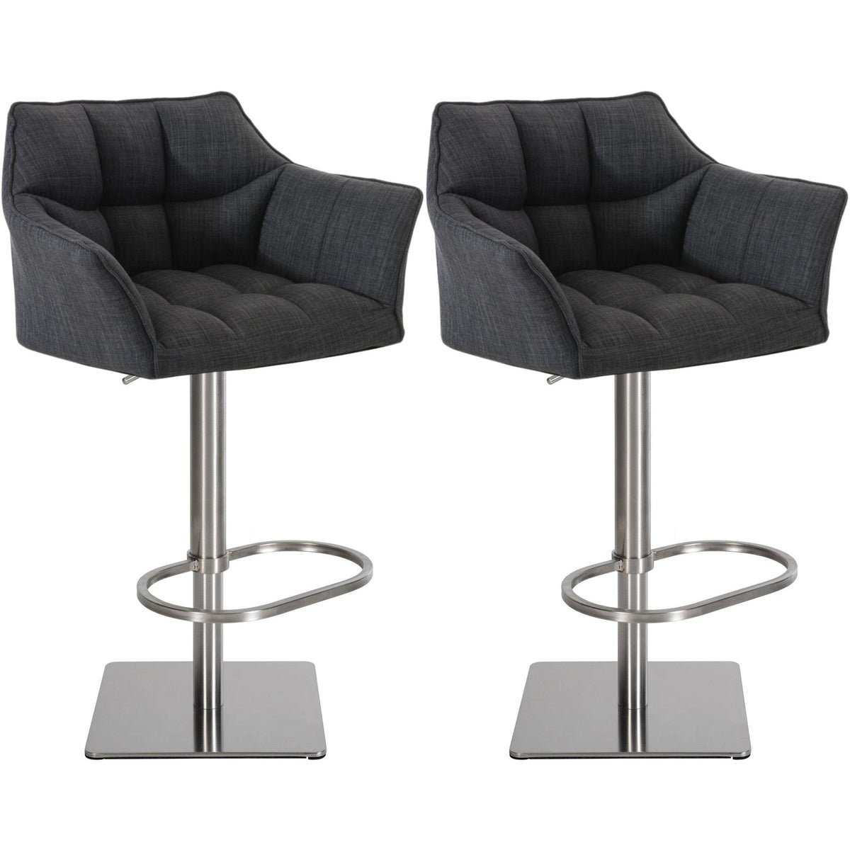 2er Set Barhocker Damaso Stoff edelstahl - dunkelgrau