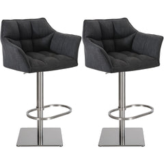 2er Set Barhocker Damaso Stoff edelstahl - dunkelgrau