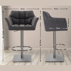 2er Set Barhocker Damaso Stoff edelstahl - titangrau