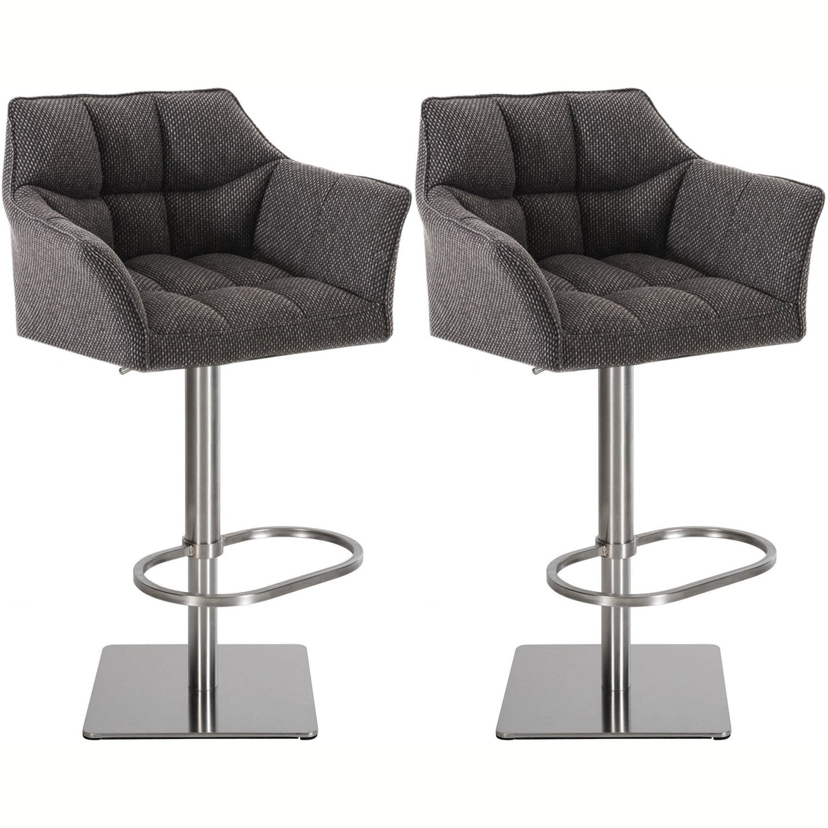 2er Set Barhocker Damaso Stoff edelstahl - titangrau