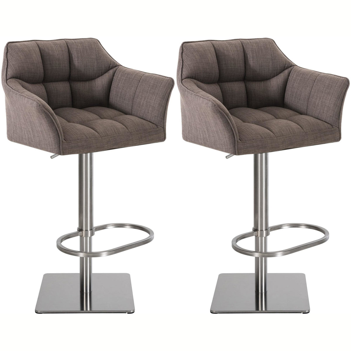 2er Set Barhocker Damaso Stoff edelstahl - grau