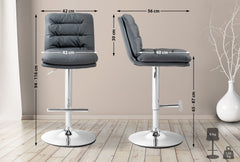 Barhocker Damar Kunstleder chrom - grau