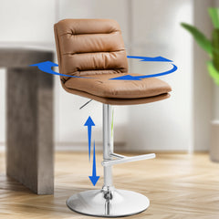 Barhocker Damar Kunstleder chrom - hellbraun