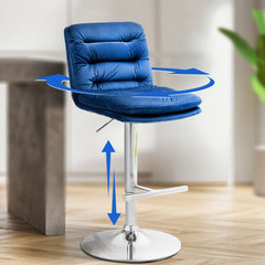 Barhocker Damar Samt chrom - blau