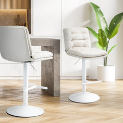 Barhocker Damar Samt wei� - creme