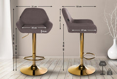 Barhocker Braga Gold Stoff - braun