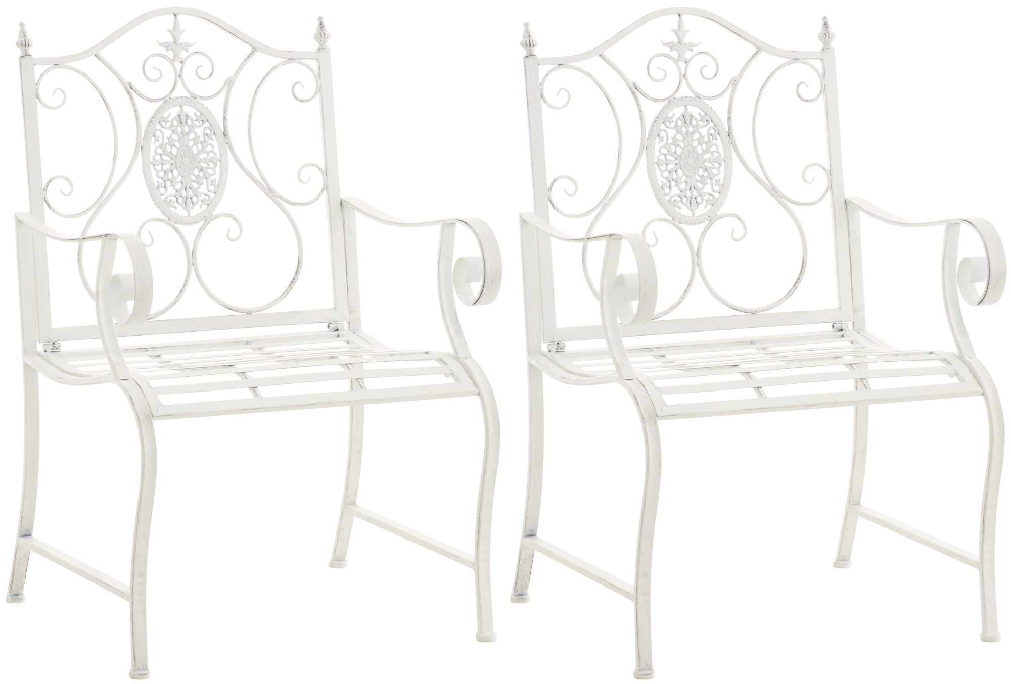 2er Set Gartenst�hle Punjab - antik wei� by Dropshipping-Europe – Gartenm�bel