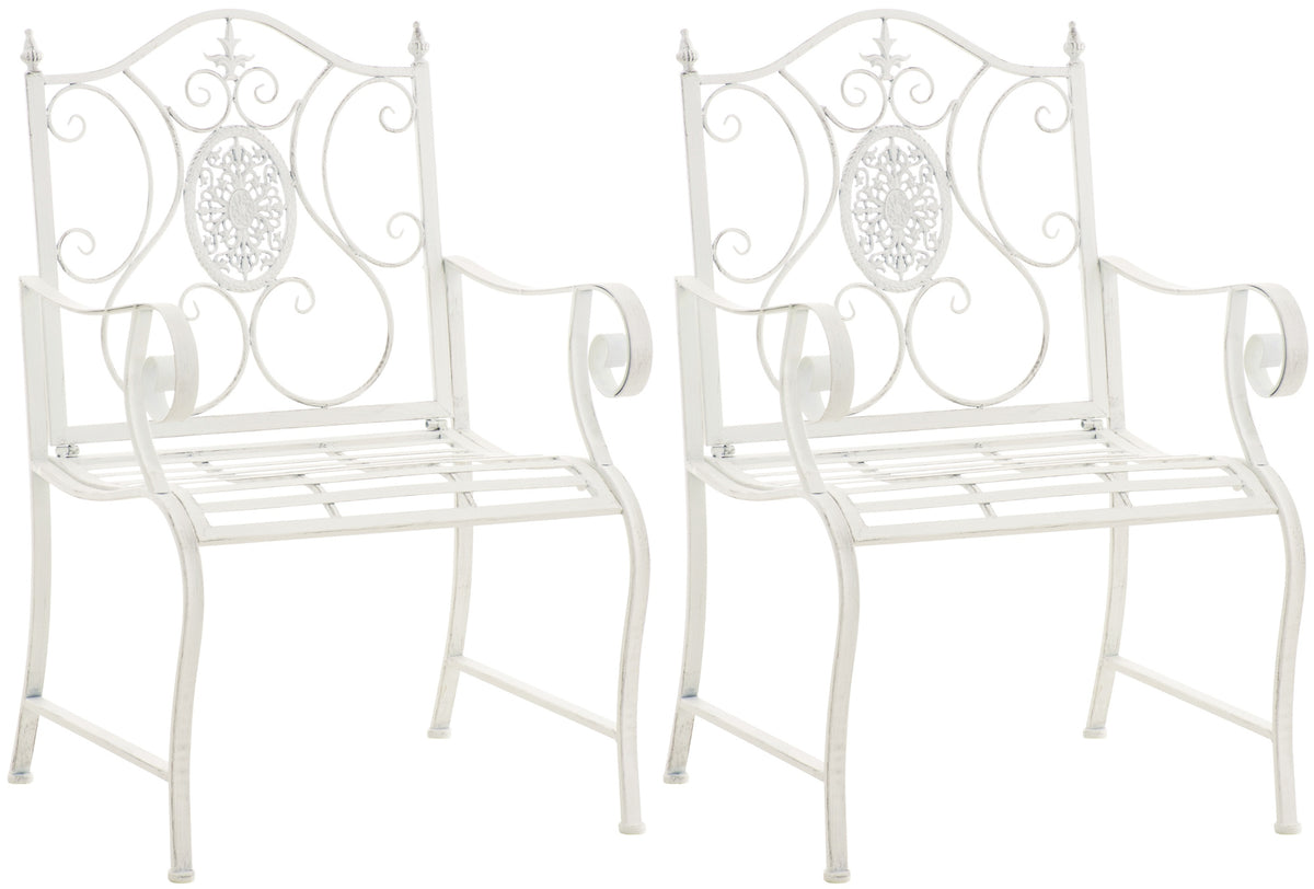 2er Set Gartenst�hle Punjab - antik wei� by Dropshipping-Europe – Gartenm�bel