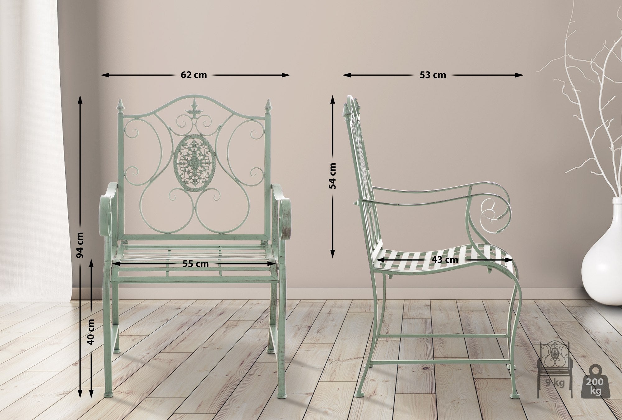2er Set Gartenst�hle Punjab - antik-gr�n by Dropshipping-Europe – Gartenm�bel