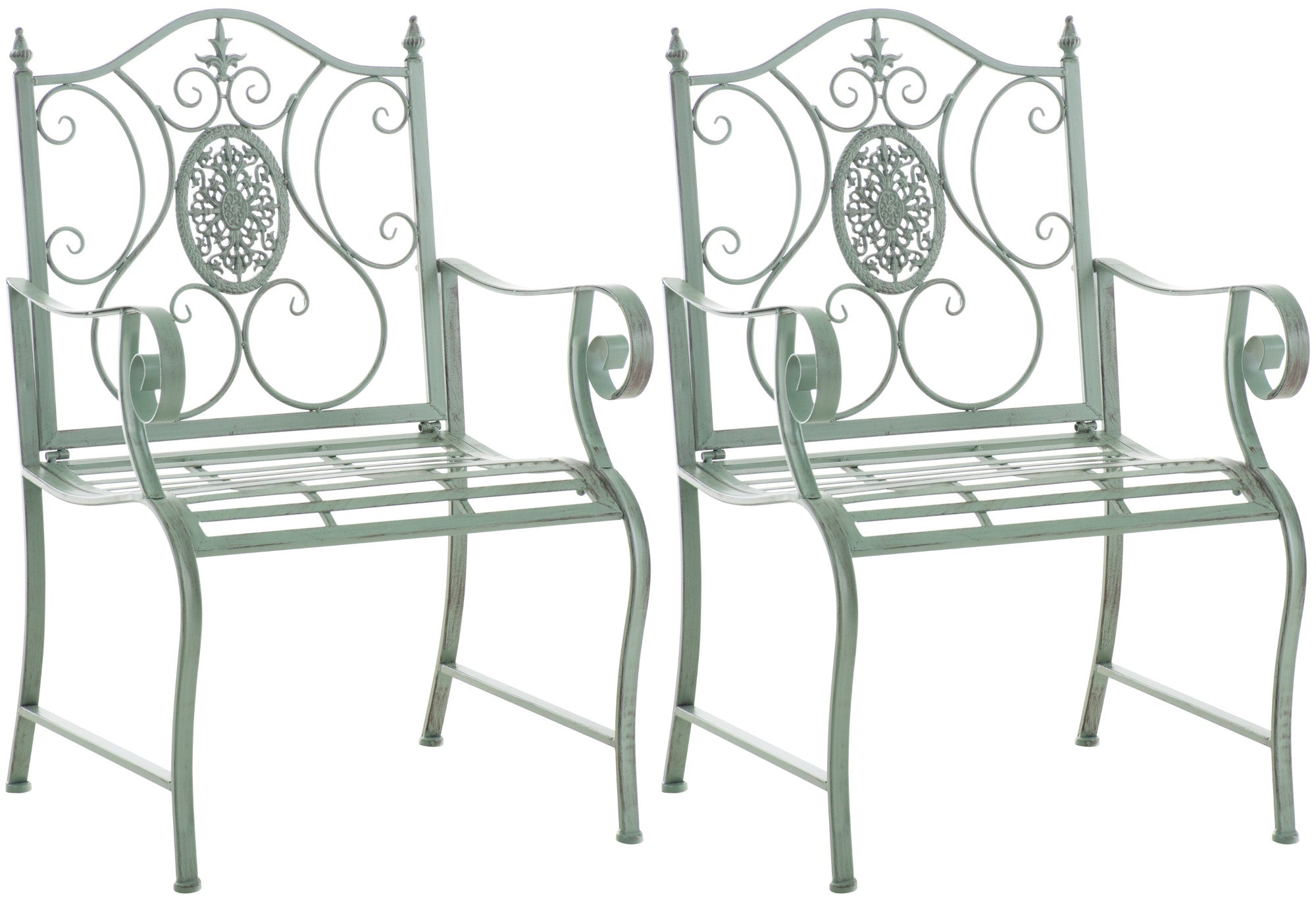 2er Set Gartenst�hle Punjab - antik-gr�n by Dropshipping-Europe – Gartenm�bel