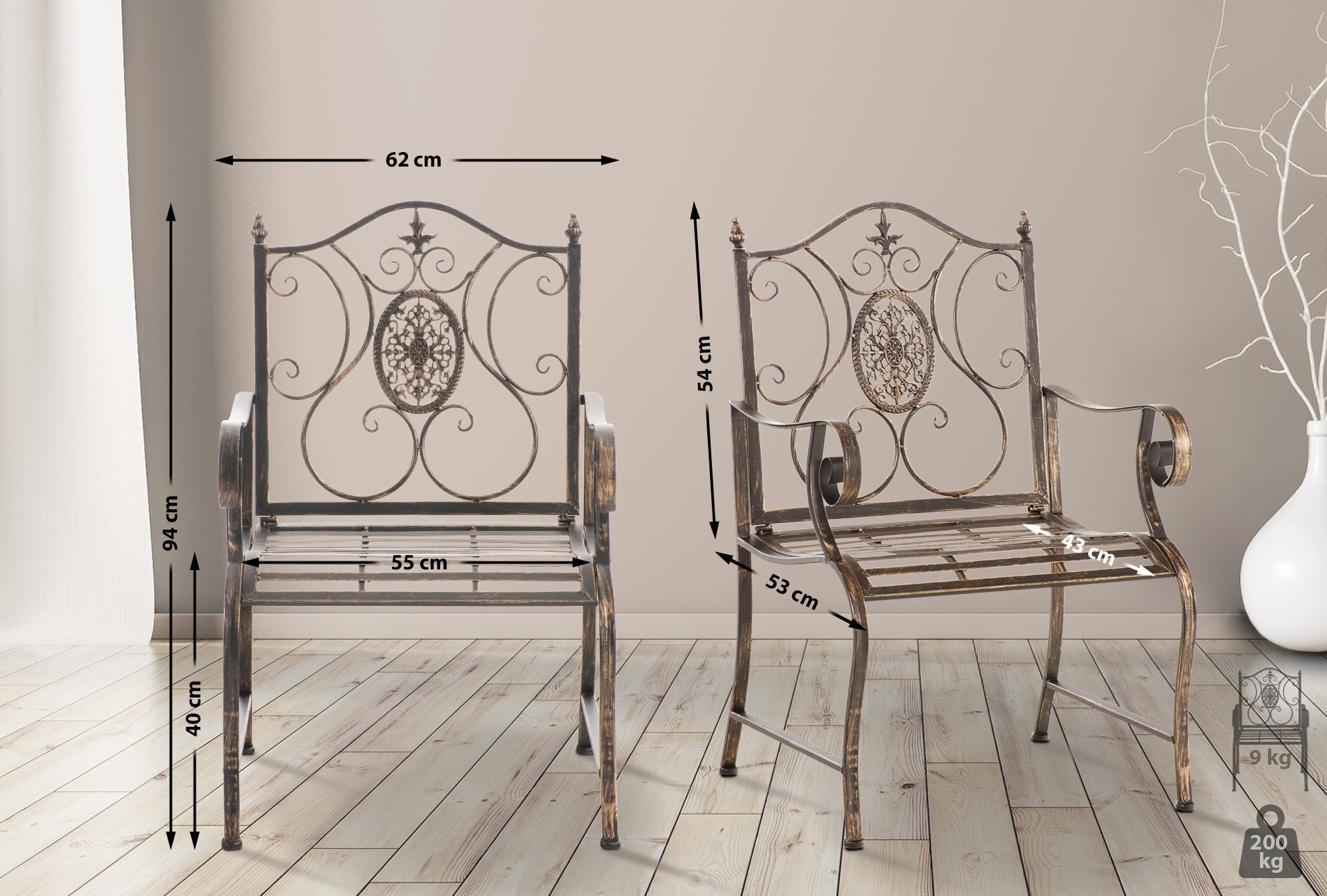 2er Set Gartenst�hle Punjab - bronze by Dropshipping-Europe – Gartenm�bel