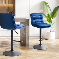 2er Set Barhocker Damar Samt schwarz - blau